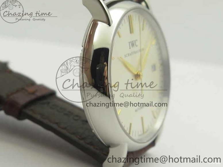 MIROTIME 0305 Portofino Automatic SS TWF 1:1 Best Edition Silver Dial Gold Markers on Brown Leather Strap A Bright 7203